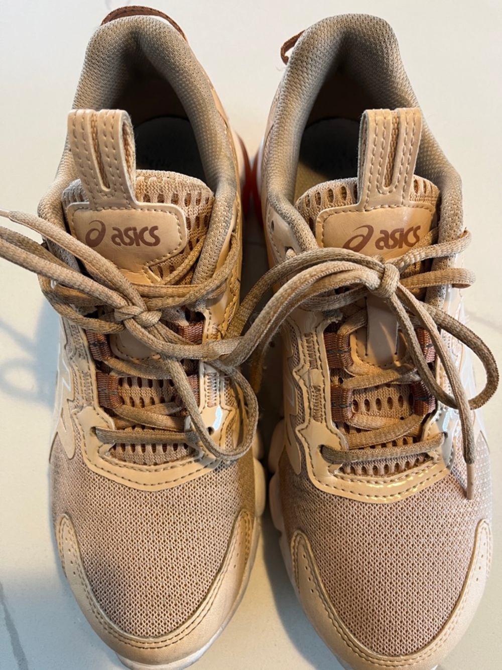 ASICS Kids Beige and Light Brown Mesh Sneakers